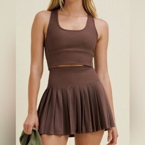 Recess Womens Brown Pleated Skort + Top Set